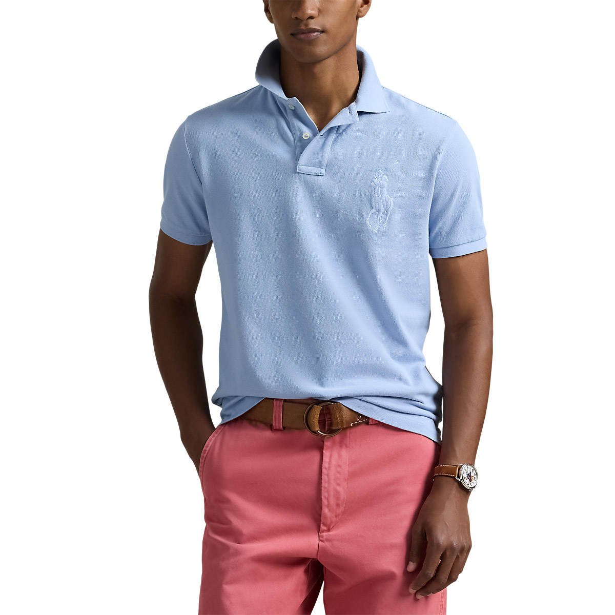 Polo Ralph Lauren Custom Slim Fit Big Pony Mesh Polo Shirt